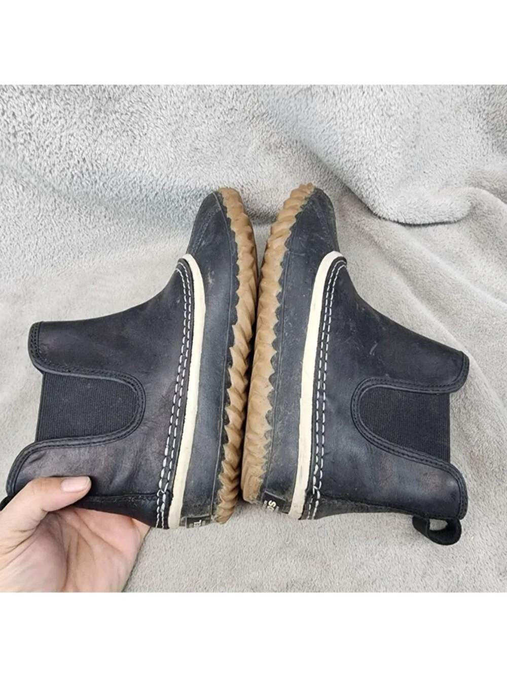 Sorel Shoes Womens Size 6 Out N About Black Leather Chelsea Duck Boots *Read*